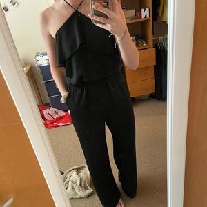 Black tie neck jumpsuit